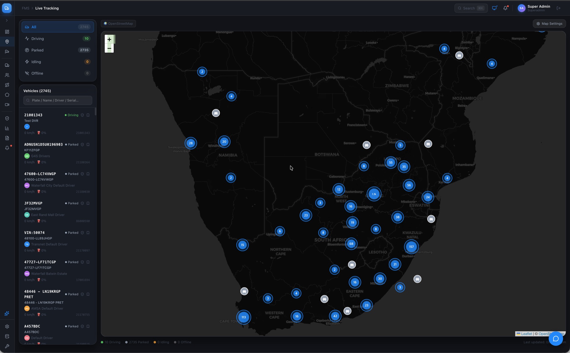 Logistics and freight fleet with KDS real-time tracking